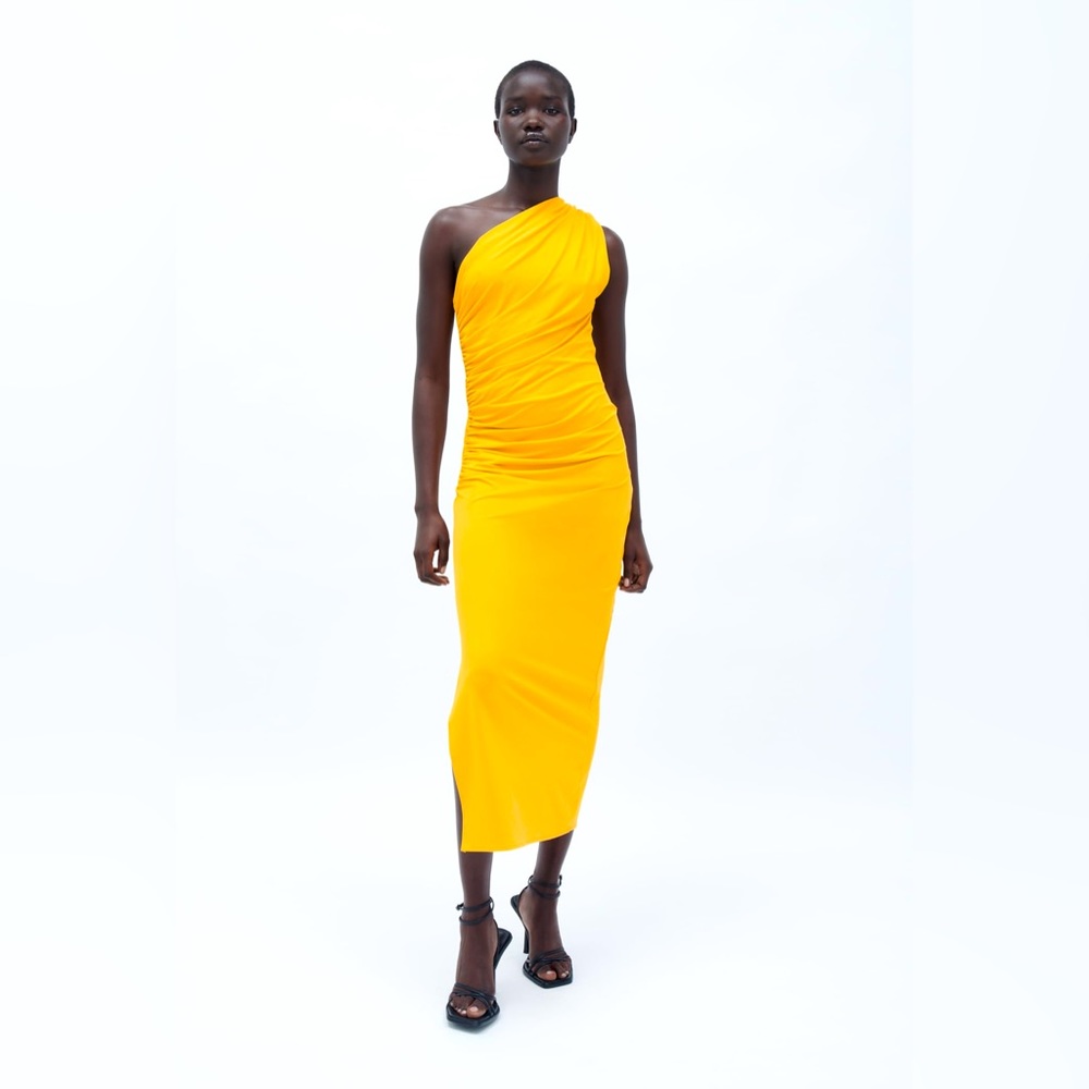 Zara Asymmtric Midi Dress Size Medium